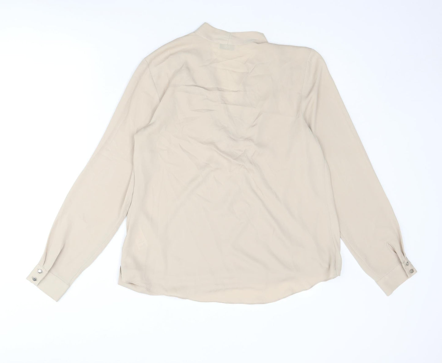 Wallis Womens Beige Polyester Basic Blouse Size S V-Neck
