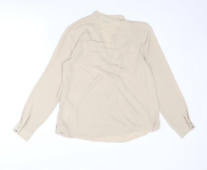 Wallis Womens Beige Polyester Basic Blouse Size S V-Neck