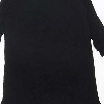 Stradivarius Womens Black Polyester A-Line Size S Round Neck Pullover - Flower detail