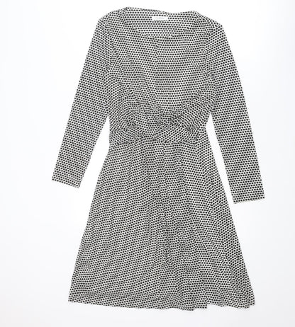 Classic Womens Black Polka Dot Polyester Trapeze & Swing Size 10 Round Neck Pullover