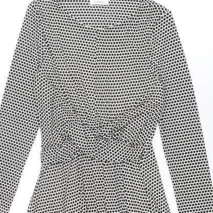 Classic Womens Black Polka Dot Polyester Trapeze & Swing Size 10 Round Neck Pullover