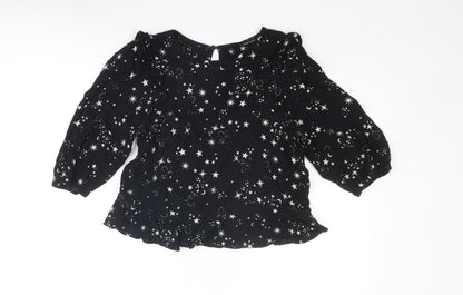 Womens UK Size 10 New Look Black Basic Blouse