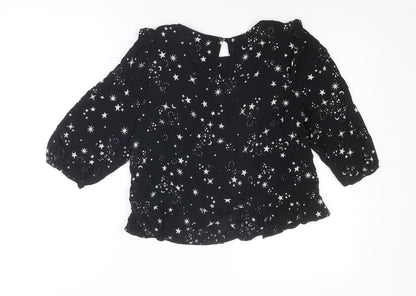 Womens UK Size 10 New Look Black Basic Blouse