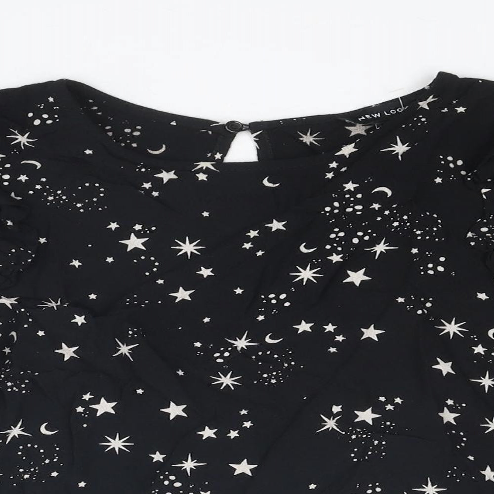 Womens UK Size 10 New Look Black Basic Blouse