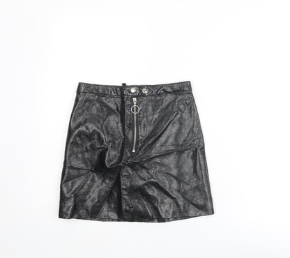 Divided by H&M Womens Black Viscose Mini Skirt Size 6 Zip