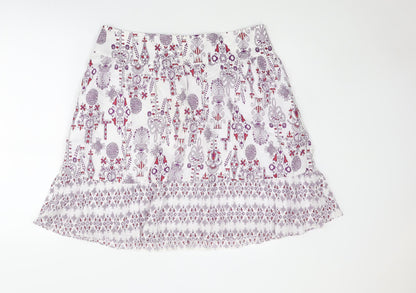 H&M Womens Multicoloured Geometric Cotton Skater Skirt Size 16 Zip