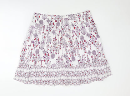 H&M Womens Multicoloured Geometric Cotton Skater Skirt Size 16 Zip