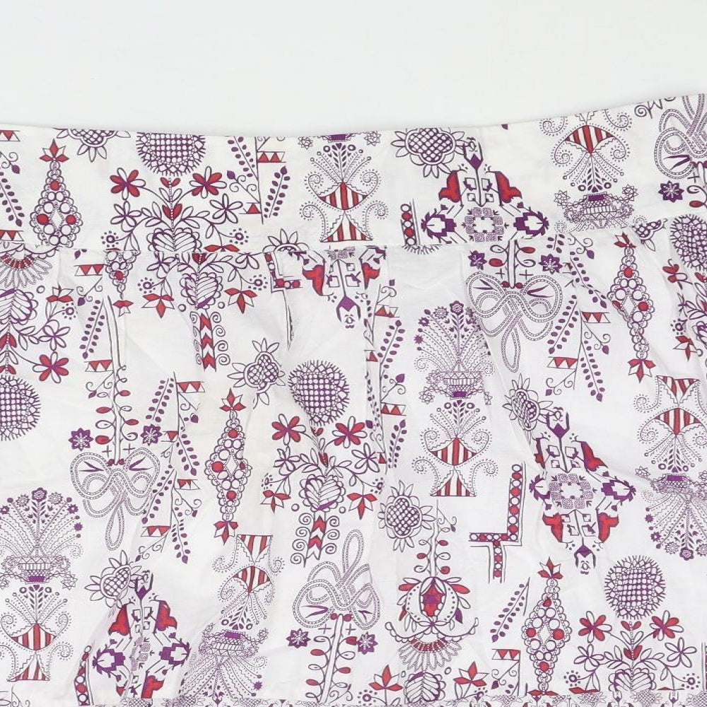 H&M Womens Multicoloured Geometric Cotton Skater Skirt Size 16 Zip