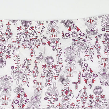 H&M Womens Multicoloured Geometric Cotton Skater Skirt Size 16 Zip