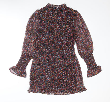 Mystic Threads Womens Multicoloured Floral Polyester A-Line Size XS Round Neck Zip