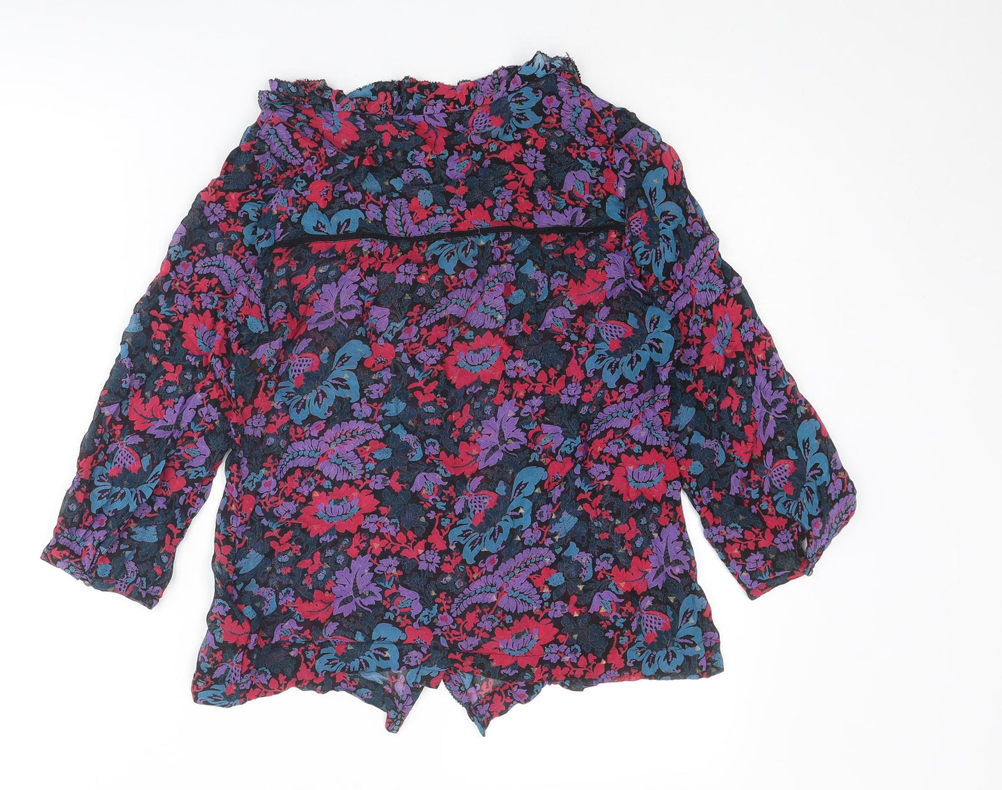 Monsoon Womens Multicoloured Floral Viscose Basic Blouse Size 8 Round Neck
