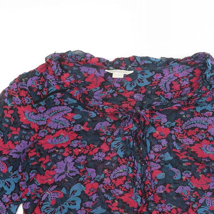 Monsoon Womens Multicoloured Floral Viscose Basic Blouse Size 8 Round Neck