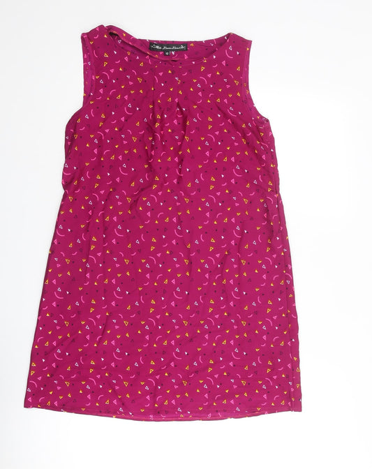 Mela Loves London Womens Purple Geometric Polyester A-Line Size 10 Round Neck Pullover