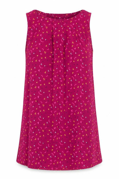 Mela Loves London Womens Purple Geometric Polyester A-Line Size 10 Round Neck Pullover