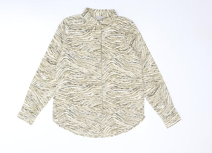 Womens UK Size 10 H&M Beige Basic Button-Up
