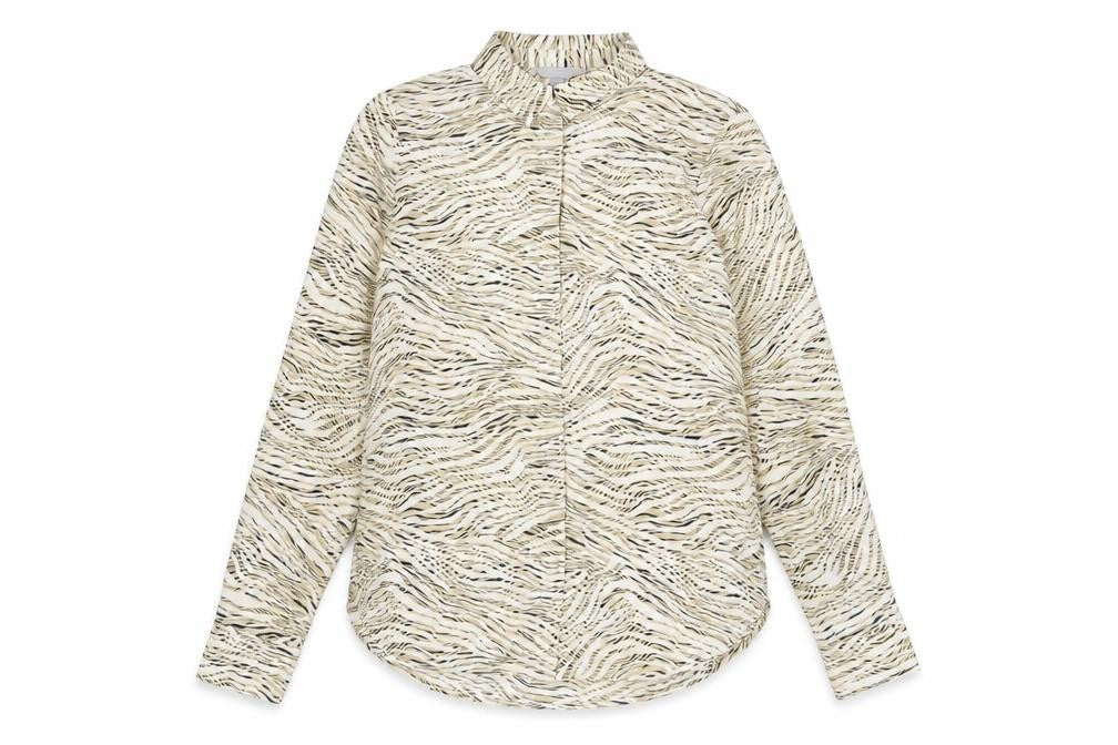 Womens UK Size 10 H&M Beige Basic Button-Up