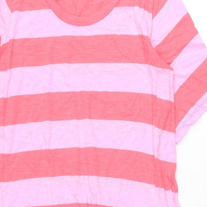 Betty Basics Womens Pink Striped Cotton T-Shirt Dress Size 8 Round Neck Pullover