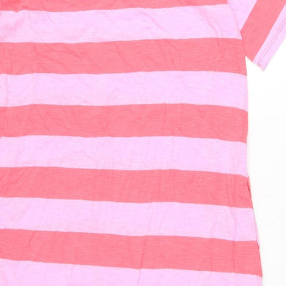 Betty Basics Womens Pink Striped Cotton T-Shirt Dress Size 8 Round Neck Pullover