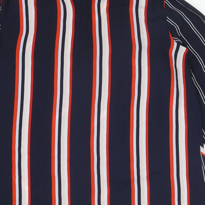 Preen Womens Blue Striped Polyester Basic Button-Up Size 12 Collared