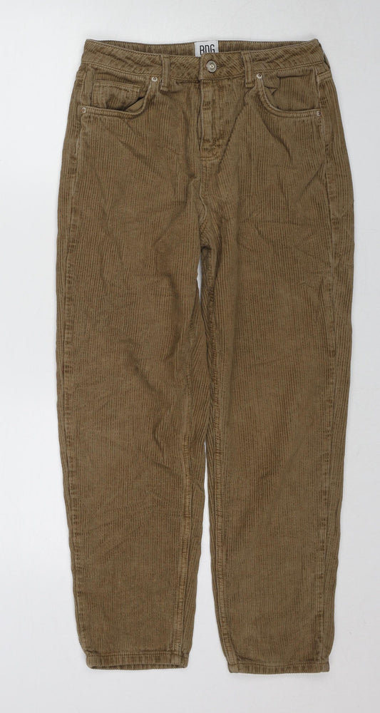 BDG Womens Brown Cotton Trousers Size 29 L30 in Regular Zip