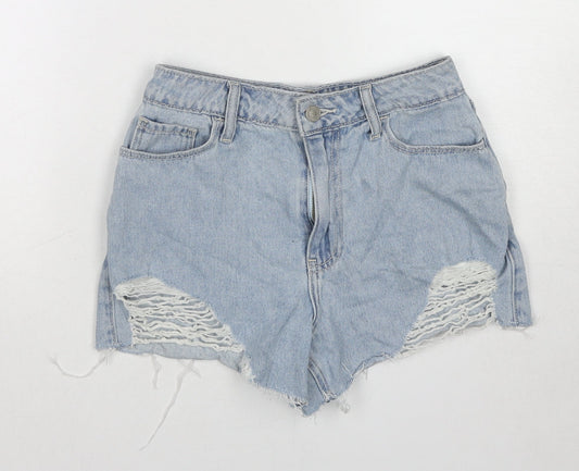 Hollister Womens Blue Cotton Mom Shorts Size 25 in Regular Zip - Distressed