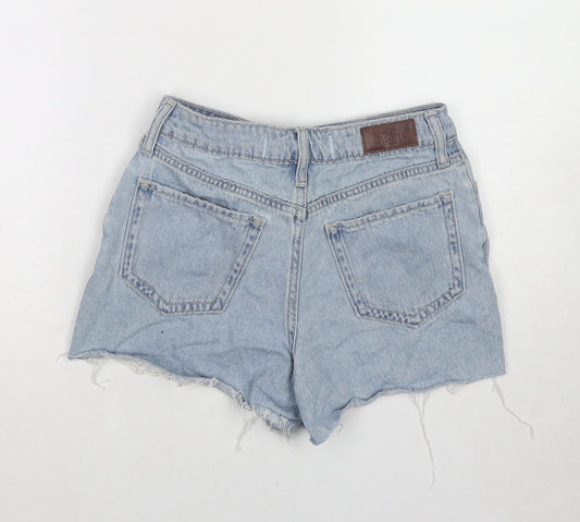 Hollister Womens Blue Cotton Mom Shorts Size 25 in Regular Zip - Distressed