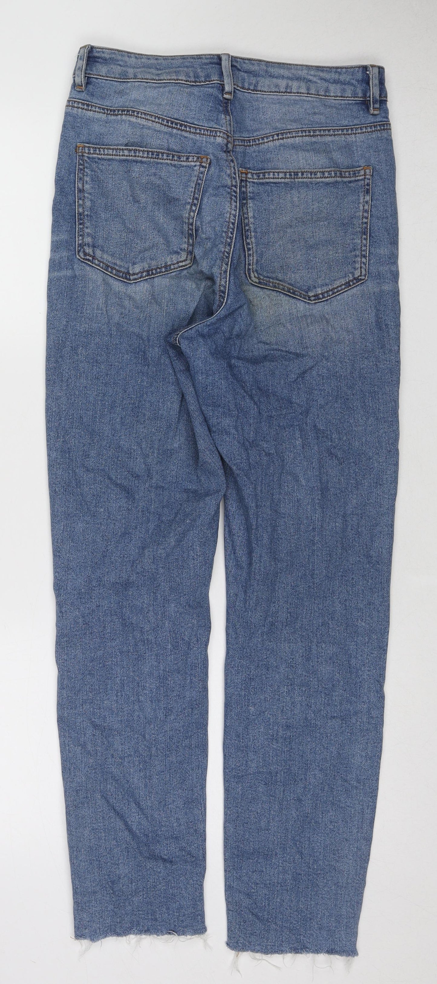 ASOS Womens Blue Cotton Tapered Jeans Size 28 in L32 in Regular Zip - Frayed Hem