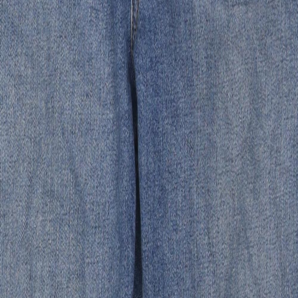 ASOS Womens Blue Cotton Tapered Jeans Size 28 in L32 in Regular Zip - Frayed Hem