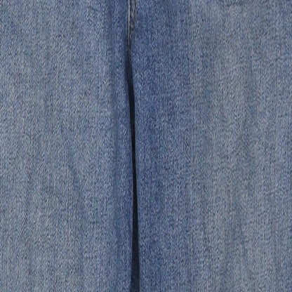 ASOS Womens Blue Cotton Tapered Jeans Size 28 in L32 in Regular Zip - Frayed Hem