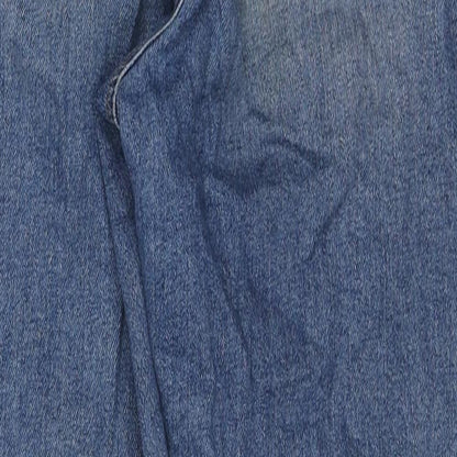 ASOS Womens Blue Cotton Tapered Jeans Size 28 in L32 in Regular Zip - Frayed Hem