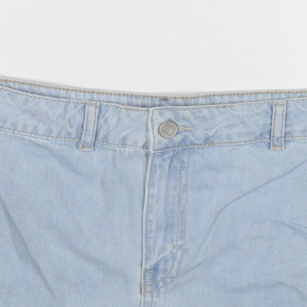 Boohoo Womens Blue Cotton Mom Shorts Size 8 Regular Zip