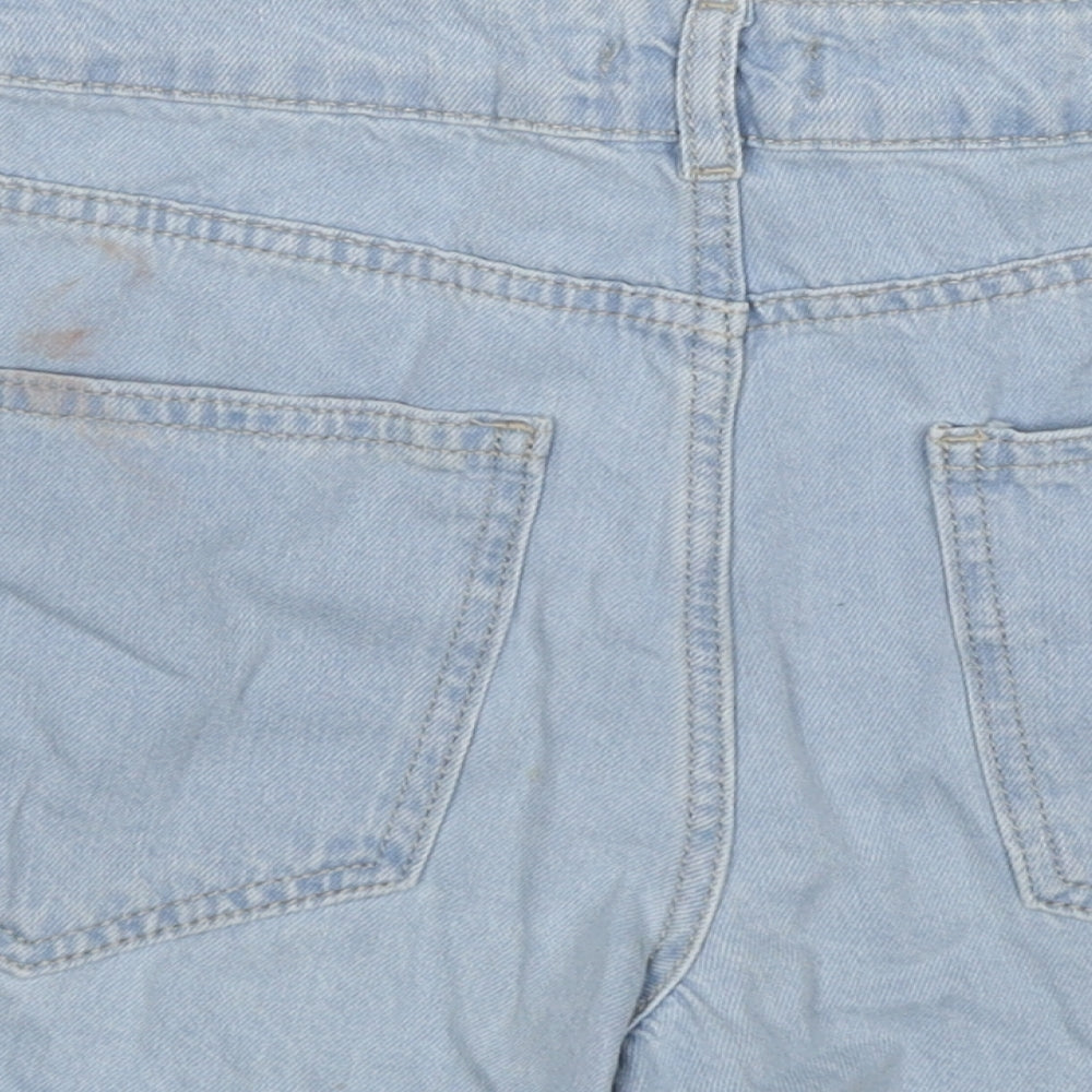 Boohoo Womens Blue Cotton Mom Shorts Size 8 Regular Zip
