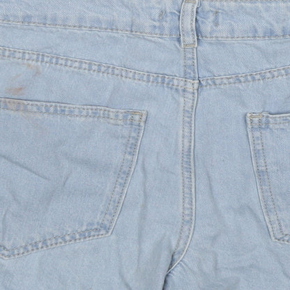 Boohoo Womens Blue Cotton Mom Shorts Size 8 Regular Zip