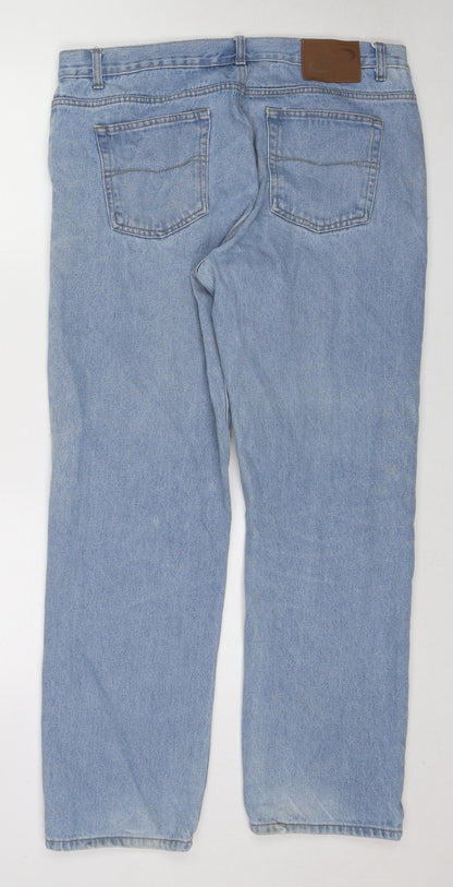 Blue Circle Mens Blue Cotton Straight Jeans Size 38 in Regular Zip