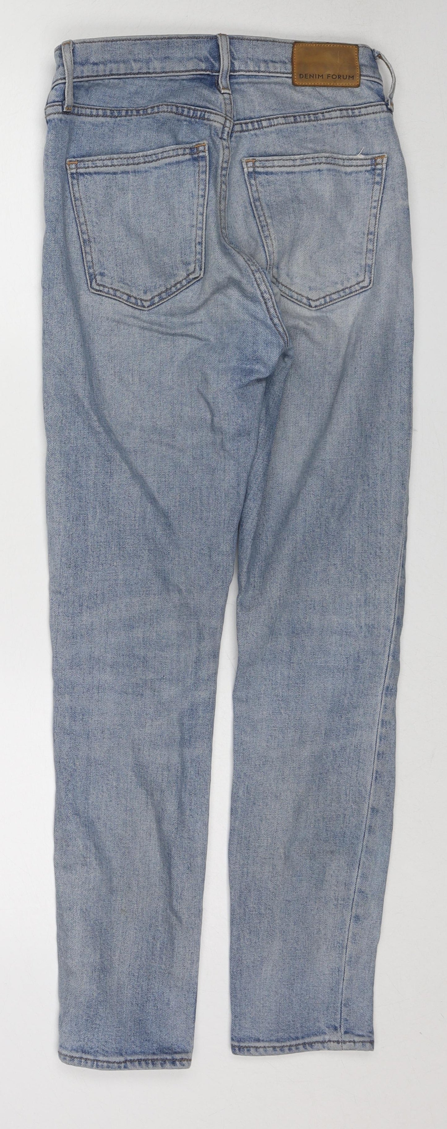 Denim Forum Womens Blue Cotton Straight Jeans Size 25 in Regular Zip