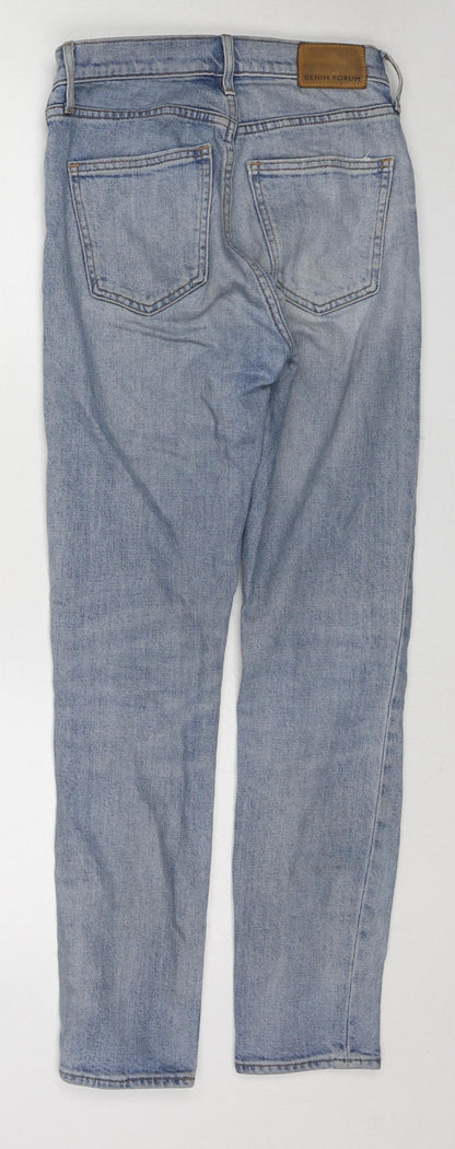 Denim Forum Womens Blue Cotton Straight Jeans Size 25 in Regular Zip