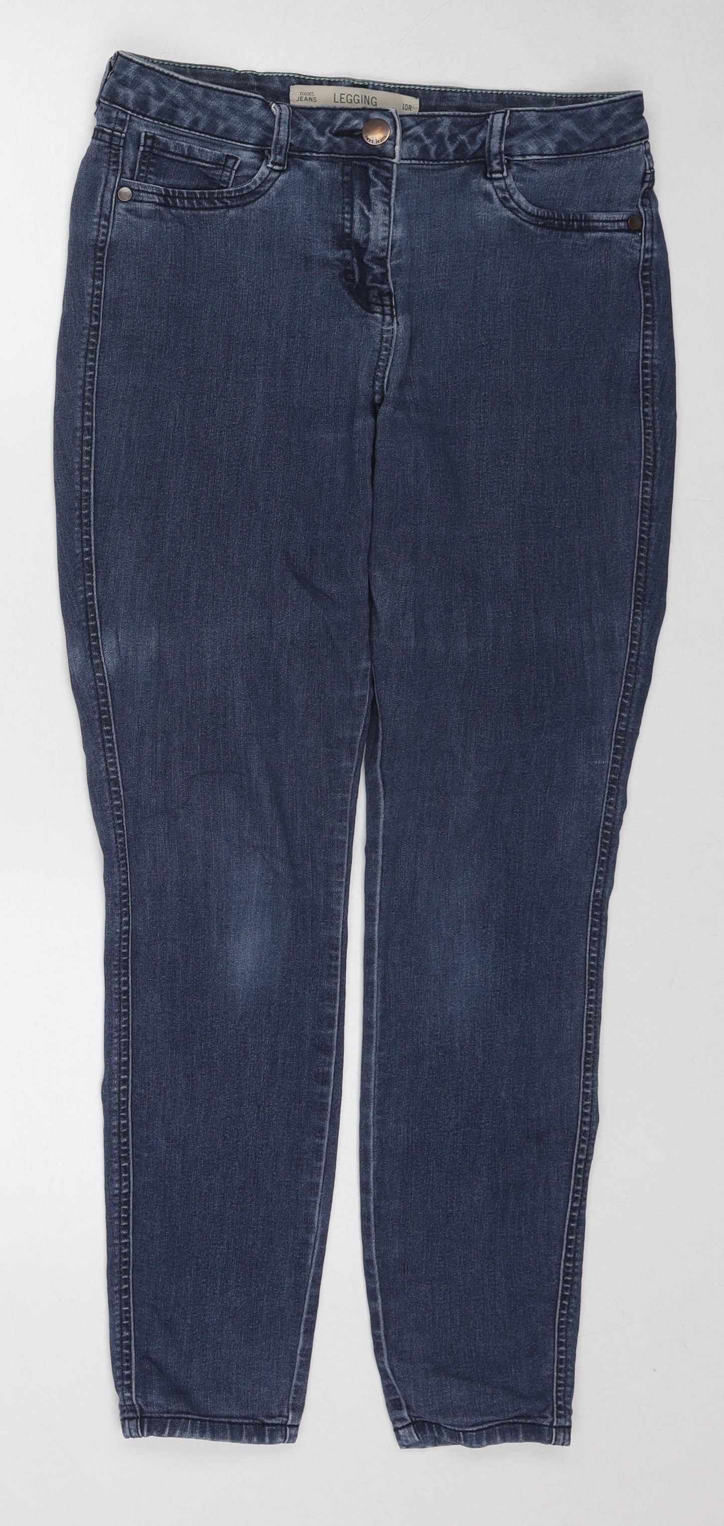 NEXT Womens Blue Cotton Straight Jeans Size 10 Regular Zip