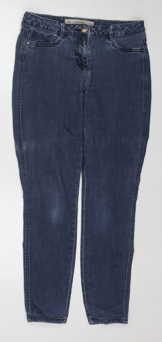 NEXT Womens Blue Cotton Straight Jeans Size 10 Regular Zip