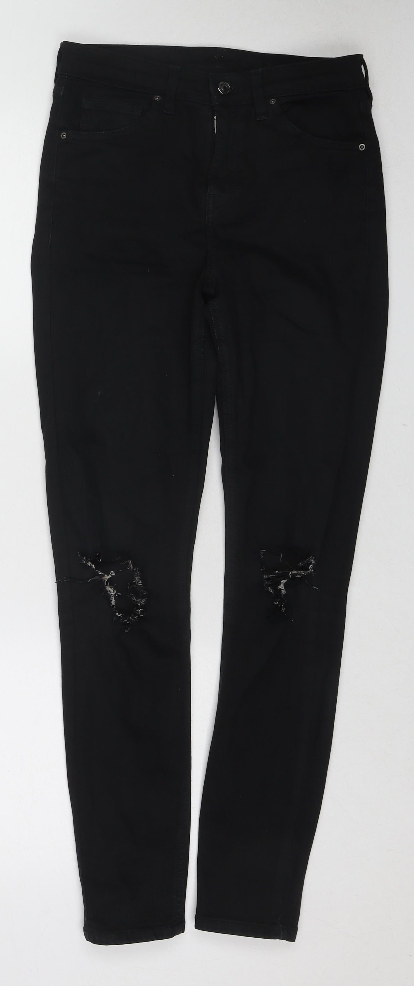 Topshop Womens Black Cotton Skinny Jeans Size 28 L32 in Regular Zip