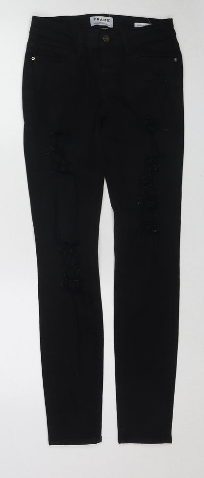 Womens UK Size 26 in FRAME Regular Fit Skinny Black Jeans