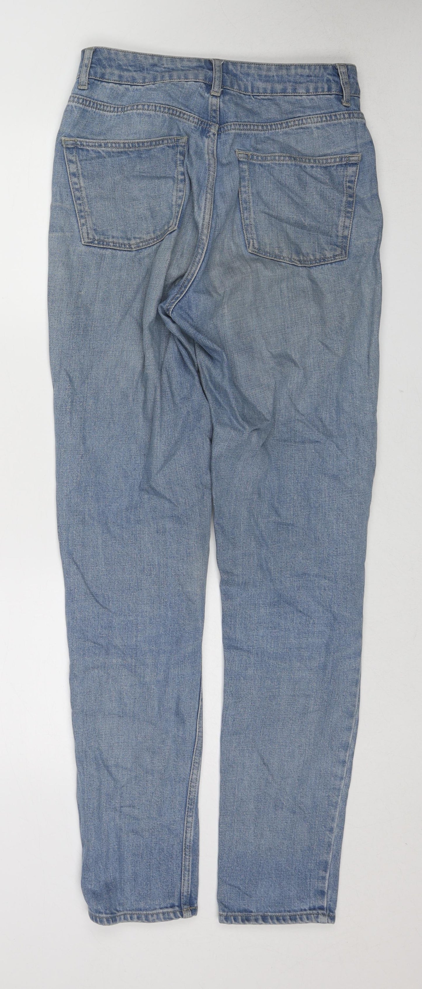 Topshop Womens Blue Cotton Straight Jeans Size 28 L36 in Regular Zip