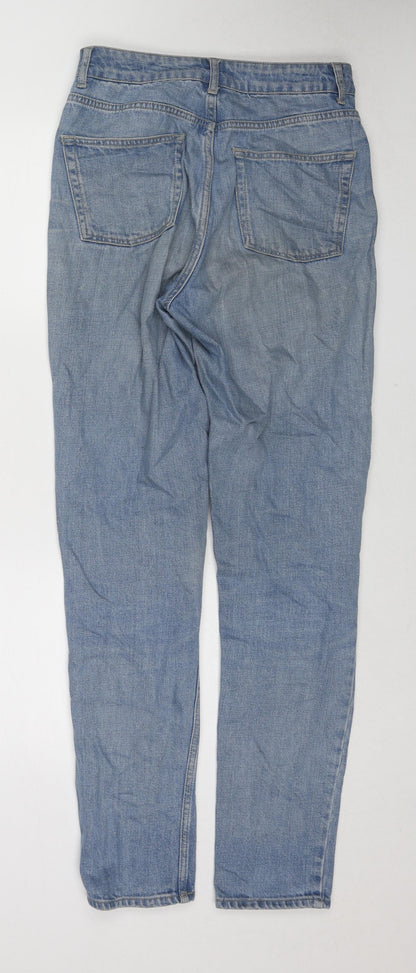 Topshop Womens Blue Cotton Straight Jeans Size 28 L36 in Regular Zip