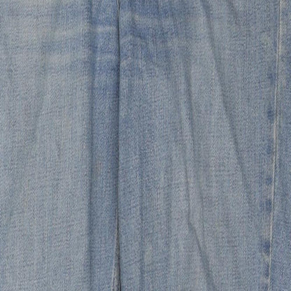 Topshop Womens Blue Cotton Straight Jeans Size 28 L36 in Regular Zip
