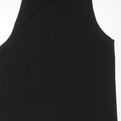 H&M Womens Black Polyester Tank Dress Size 10 Round Neck Button