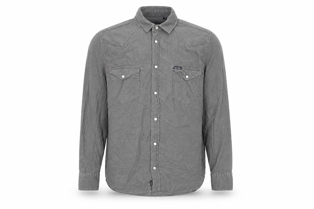 Mens UK Size M An Ambrose Brand Grey  Button-Up Long Sleeve Casual Shirt