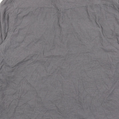 An Ambrose Brand Mens Grey Cotton Button-Up Size M Collared Button