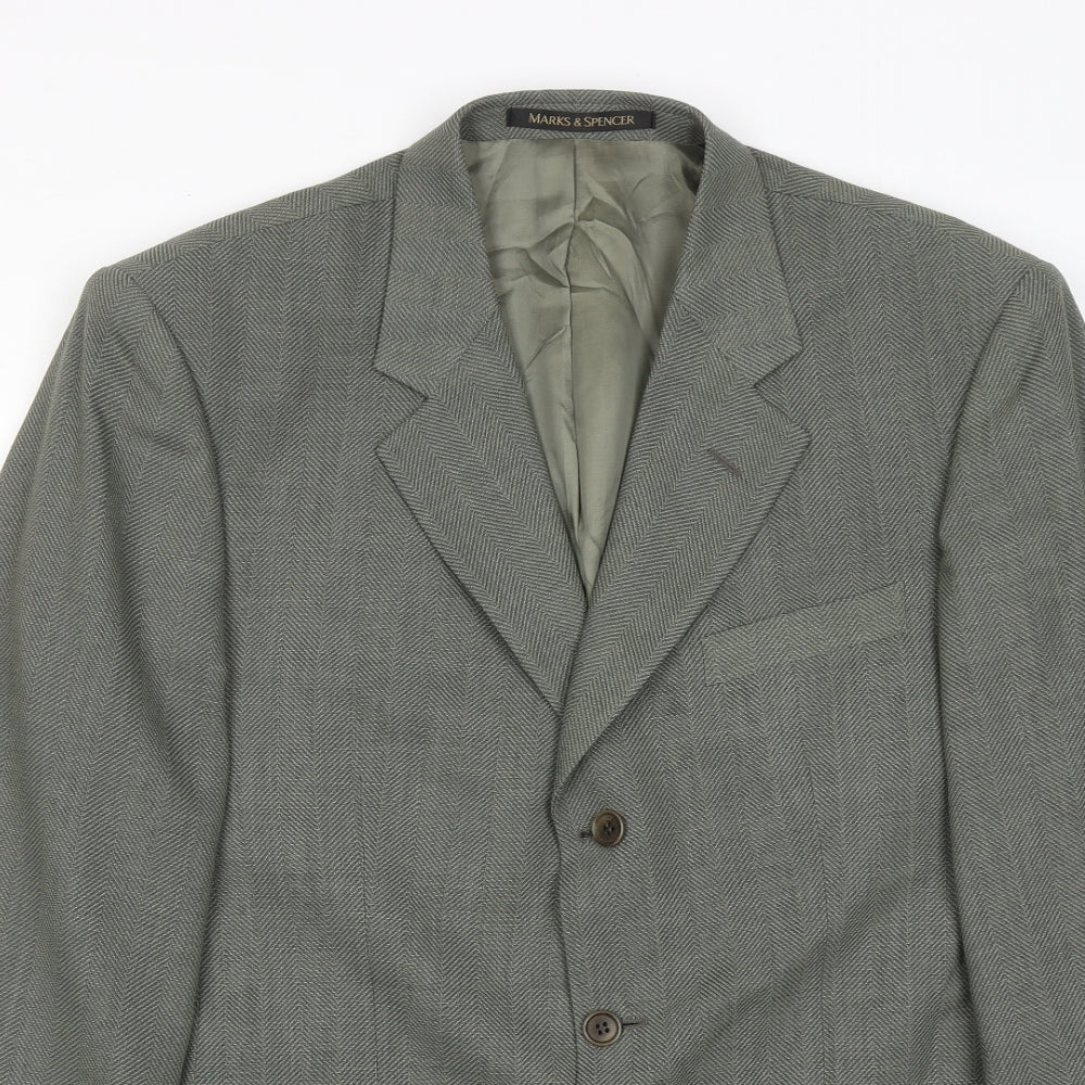 Mens UK Size 40 Marks and Spencer Regular Green Suit Jacket