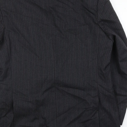 The label Mens Grey Striped Wool Jacket Suit Jacket Size 44 Regular
