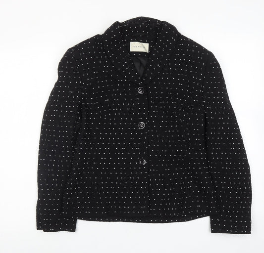 Minuet Womens Black Polka Dot Jacket Size 10 Button