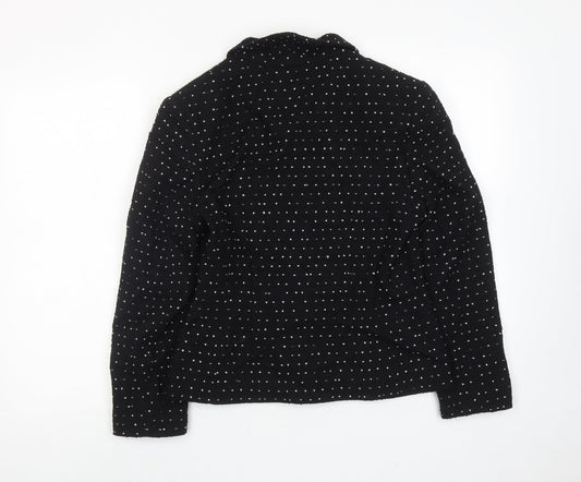 Minuet Womens Black Polka Dot Jacket Size 10 Button